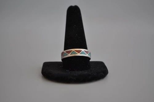 OLD PAWN NAVAJO STERLING SILVER RING - TURQUOISE, CORAL SIZE 12 1/2: Weight 4.03 Grams 1/4" Tall Old Pawn Jewelry dates from the early 1900s to the 1970s. Most of it is not signed because it wasn't the Native American tradition to sign the pieces they crafted. Most of 