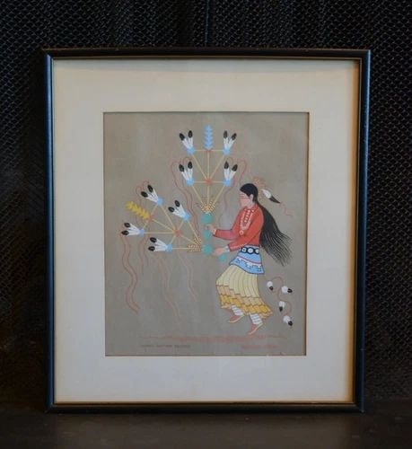 HARRISON BEGAY - NAVAJO FEATHER DANCER SILKSCREEN PRINT TEWA ENTERPRISES FRAMED (1 of 2)