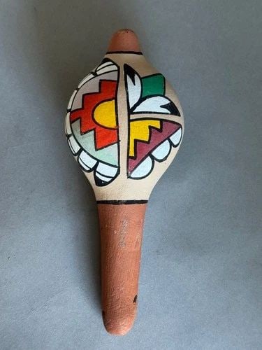JEMEZ PUEBLO CLAY POTTERY DANCER RATTLE 7 1/2 " TALL (1 of 2)