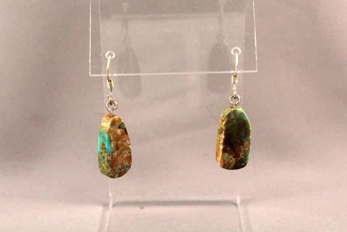 VINTAGE NAVAJO TURQUOISE TABS EARRINGS -: VINTAGE NAVAJO TURQUOISE TABS EARRINGS - Item Description: 1 1/2” length top of wire to bottom of turquoise