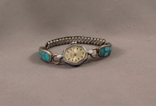OLD PAWN ZUNI TURQUOISE WATCH BAND (1 of 2)
