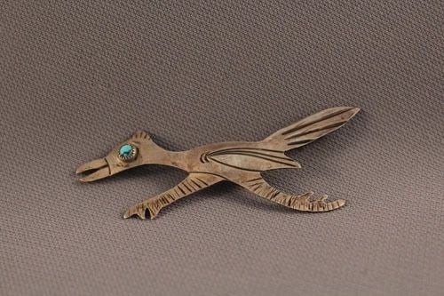 OLD PAWN NAVAJO ROAD RUNNER SILVER PIN (1 of 2)