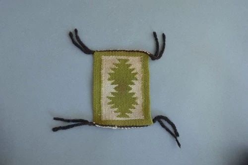 MINIATURE NAVAJO WEAVING - FINELY WOVEN - 4 3/8" TALL X 3" ACROSS (1 of 2)