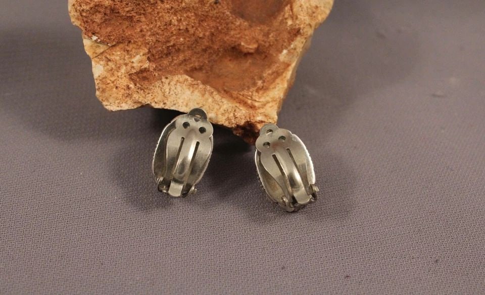 VINTAGE NAVAJO SILVER AND TURQUOISE EARRINGS -: VINTAGE NAVAJO SILVER AND TURQUOISE EARRINGS - Item Description: 3/4" length