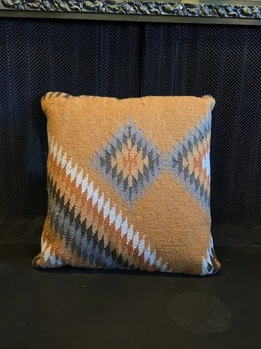 LARGE WOVEN WOOL BLANKET PILLOW - 21" SQUARE - SOFT SOUTHWEST COLORS & DESIGN (1 of 2)