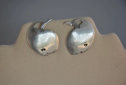 STERLING SILVER EARRINGS - DELIGHTFUL BABY WHALES FLIPPING TAILS - 1.5" (1 of 2)