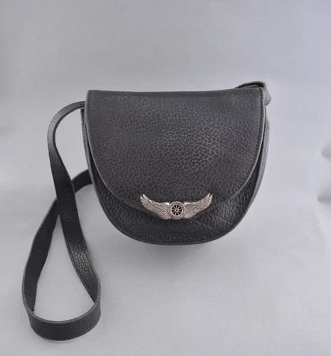 HARLEY DAVIDSON BLACK LEATHER VINTAGE CROSSBODY PURSE SATCHEL (1 of 2)