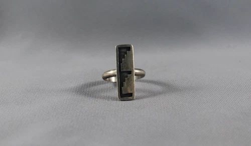 VINTAGE SILVER OVERLAY HOPI RING SIZE 6 1/4 (1 of 2)