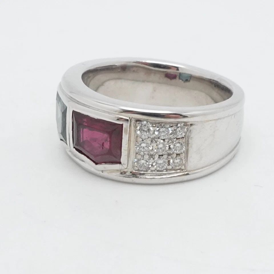 BARRY KIESELSTEIN-CORD 18K WHITE GOLD RED & BLUE STONE DIAMOND BAND RING 11.25 (1 of 1)