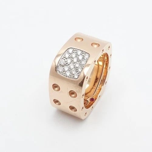 ROBERTO COIN 18K ROSE GOLD DIAMOND POIS MOI DOUBLE ROW BAND RING - SIZE 7.5: ROBERTO COIN 18K ROSE GOLD DIAMOND POIS MOI DOUBLE ROW BAND RING - SIZE 7.5 Roberto Coin Rose Gold Pave Diamond Pois Moi Double Row Band Ring Size - 7.5 Band Width - 10.5mm Est. Retail Price - $4,550 