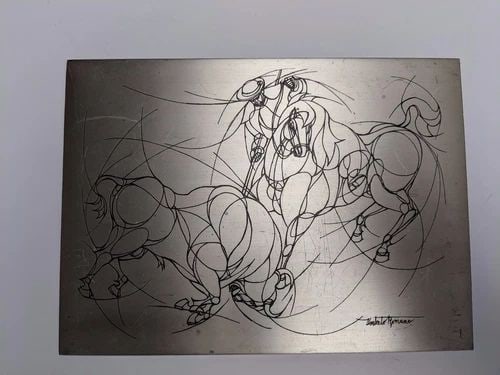 STERLING SILVER PLAQUE BY UMBERTO ROMANO OF TOREADOR & BULL #143/375 - 32.26 OZT (1 of 2)