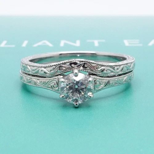 BRILLIANT EARTH 0.46 CT F COLOR SI1 PLATINUM DIAMOND ENGAGEMENT RING SIZE 7 GIA (1 of 2)