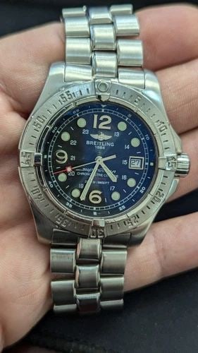 BREITLING SUPEROCEAN CHRONOMETER A17390 BLACK DIAL AUTOMATIC WATCH - 44MM (1 of 2)