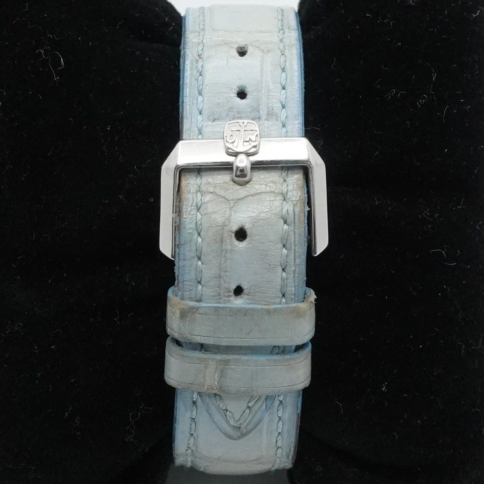 ULYSSE NARDIN MICHELANGELO 113-48 MOTHER OF PEARL DATE AUTOMATIC WATCH 31MM: ULYSSE NARDIN MICHELANGELO 113-48 MOTHER OF PEARL DATE AUTOMATIC WATCH 31MM Ulysse Nardin Michelangelo Stainless Steel Mother of Pearl Dial with Diamond Markers Automatic Watch with Light Blue Leather