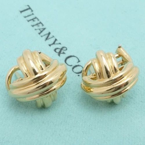 TIFFANY & CO. 18K YELLOW GOLD SIGNATURE X OMEGA BACK STUD SMALL EARRINGS 1/2" (1 of 2)