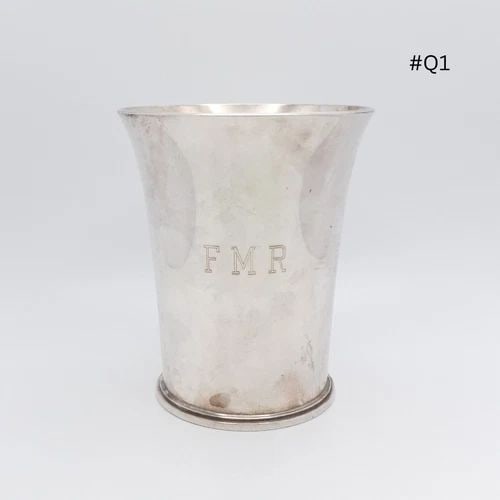 GEORG JENSEN HARALD NIELSEN STERLING SILVER 671C PYRAMID CUP - 3.5" MONOGRAM FMR: GEORG JENSEN HARALD NIELSEN STERLING SILVER 671C PYRAMID CUP - 3.5" MONOGRAM FMR Georg Jensen Designed by Harald Nielsen Sterling Silver Pattern No. 671C Pyramid Cup Monogram FMR - Sold As Is Est. Ret