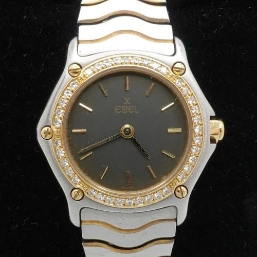 EBEL 166902 SPORT CLASSIC TWO TONE DIAMOND BEZEL QUARTZ WATCH 23MM (1 of 2)