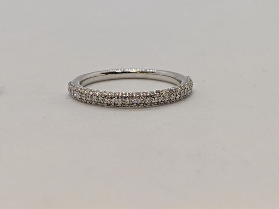 1879 BIRKS PLATINUM & 0.45 TCW PAVE DIAMOND WEDDING BAND RING - SIZE 6.5 (1 of 1)