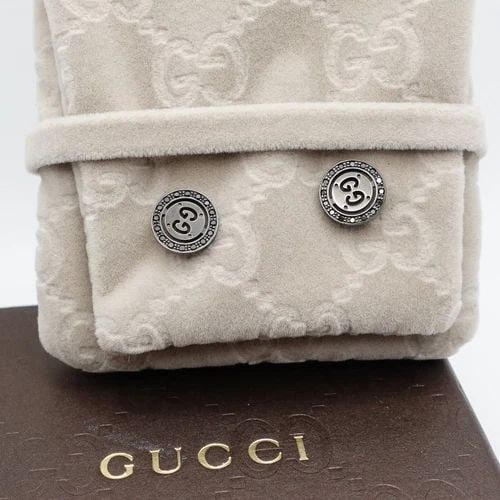 GUCCI ICON TWIRL STUD EARRINGS 18K GOLD WITH BLACK DIAMONDS - BOX & POUCH (1 of 2)