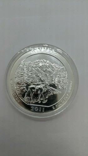 2011 5 OZ SILVER COIN AMERICA THE BEAUTY OLYMPIC NATIONAL PARK, WA - IN CAPSULE (1 of 2)