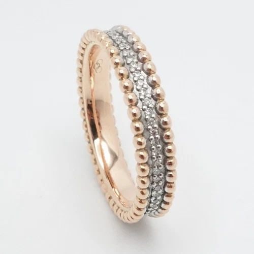 LINKS OF LONDON EFFERVESCENCE 18K ROSE GOLD DIAMOND BUBBLE BAND RING SZ N 6.5 US: LINKS OF LONDON EFFERVESCENCE 18K ROSE GOLD DIAMOND BUBBLE BAND RING SZ N 6.5 US Links of London Effervescence 18K Rose Gold Diamond Bubble Eternity Band Ring Size - N | 6.5 US Band Width - 4 mm Item 
