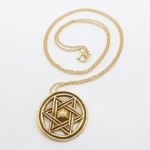 METROPOLITAN MUSEUM OF ART 14K YELLOW GOLD STAR OF DAVID PENDANT NECKLACE - 18" (1 of 2)
