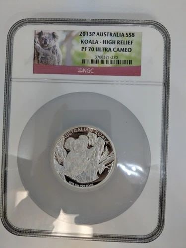 2013-P AUSTRALIA KOALA HIGH RELIEF SILVER $8 NGC PF 70 ULTRA CAMEO (1 of 2)