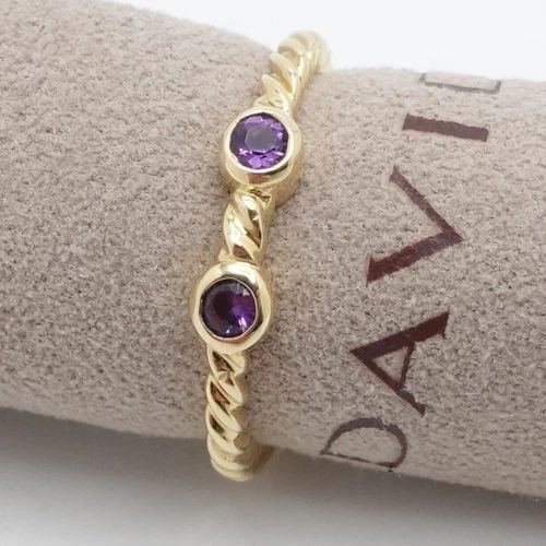 DAVID YURMAN 18K YELLOW GOLD CABLE AMETHYST STACKABLE TWIST RING SIZE 6.25 (1 of 2)