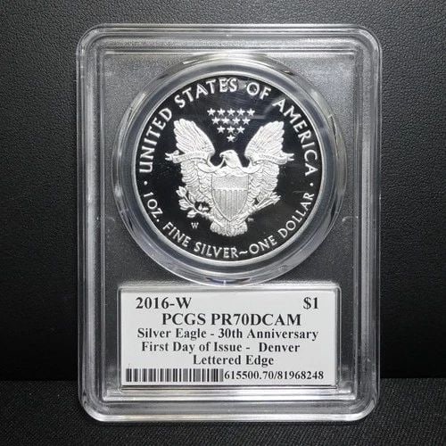 2016 W EAGLE 1 OZ SILVER DOLLAR FDI DENVER LETTERED EDGE PCGS PR70 DCAM SIGNED (1 of 2)