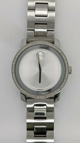 MOVADO BOLD MB.01.3.14.6065S STAINLESS STEEL & DIAMOND BEZEL QUARTZ WATCH - 36MM (1 of 1)