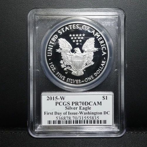 2015 W EAGLE 1 OZ SILVER DOLLAR FDI WASHINGTON DC PCGS PR70 DCAM MERCANTI SIGNED (1 of 2)