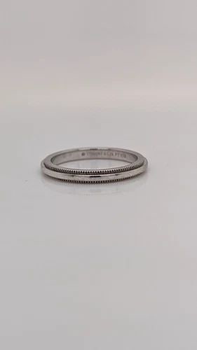 TIFFANY & CO. PLATINUM DOUBLE MILGRAIN RING 2MM WIDE - SIZE 4.5: Tiffany & Co. Platinum Double Milgrain Ring Width - 2mm Ring Size - 4.5 Total Weight - 3.3 Grams Great Condition & Well Kept Pouch NOT Included