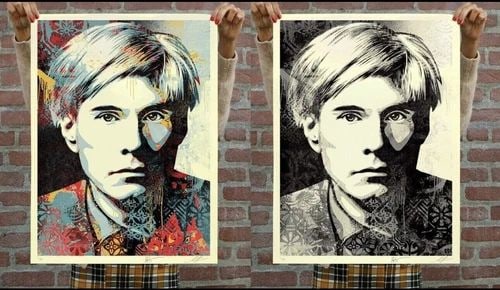 OBEY ANDY WARHOL COLLAGE SET LE/300 SIGNED EDITION COLOR & SILVER - BRAND NEW: OBEY ANDY WARHOL COLLAGE SET LE/300 SIGNED EDITION COLOR & SILVER - BRAND NEW OBEY Andy Warhol Collage SET Limited Edition / 300 Signed by Shepard Fairey and Karen Bystedt Color & Silver Size - 18 x 2
