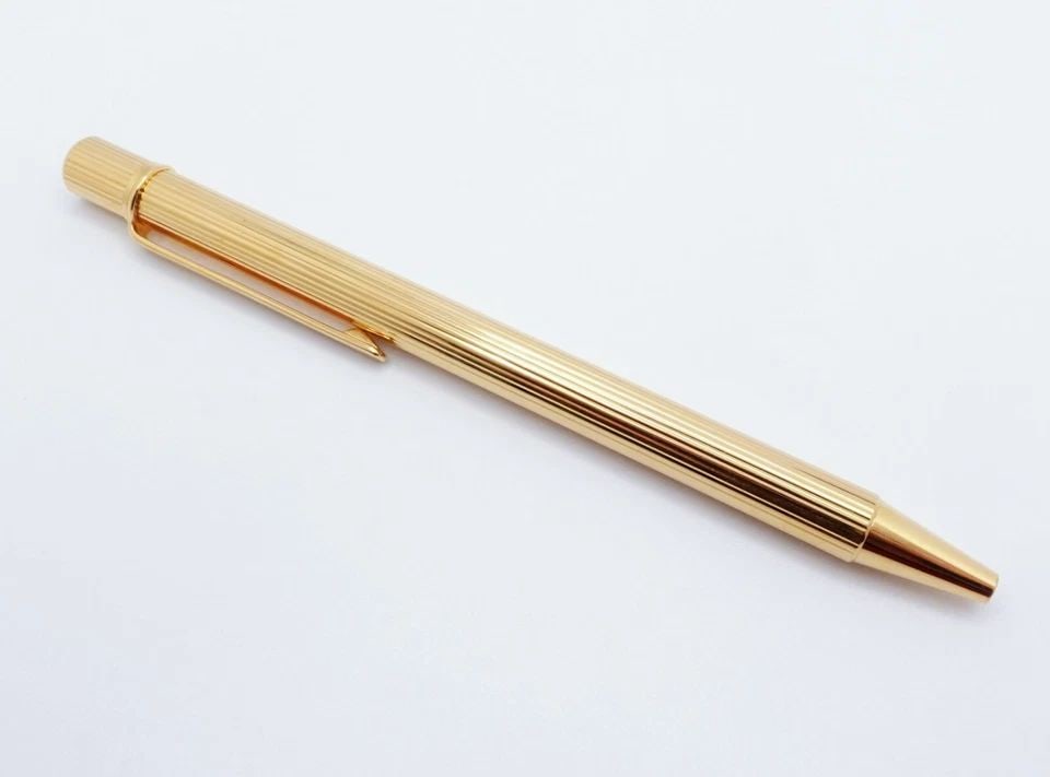 CARTIER MUST DE CARTIER GOLD PLAUQE BALLPOINT PEN WITH BOX (1 of 1)