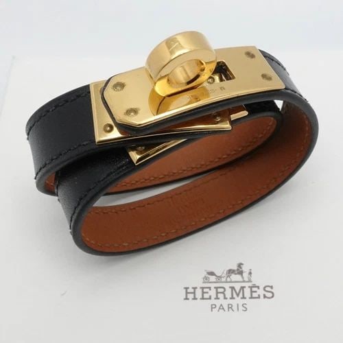 HERMES KELLY DOUBLE TOUR BLACK LEATHER WRAP BRACELET SIZE XS WRIST BOX & RECEIPT (1 of 2)