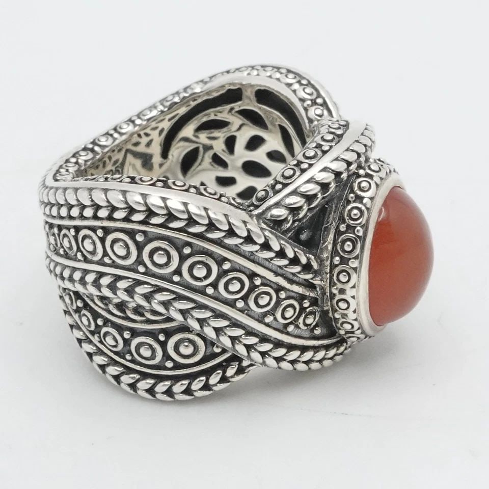 JAI JOHN HARDY STERLING SILVER CABOCHON CARNELIAN STATEMENT RING 5.25 (1 of 1)
