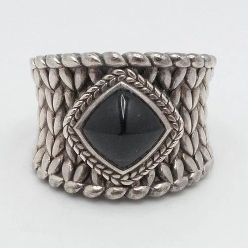 JAI JOHN HARDY STERLING SILVER BLACK ONYX WIDE RING SIZE 9 (1 of 2)