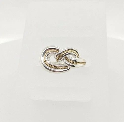 TIFFANY & CO. STERLING SILVER & 18K GOLD TWIST ROPE LOVE KNOT RING - SIZE 6: Tiffany & Co. Sterling Silver & 18K Gold Rope Knot Ring Ring Size - 6 Total Weight - 4.9 Grams Professionally Polished & Looks Brand New Pouch NOT Included