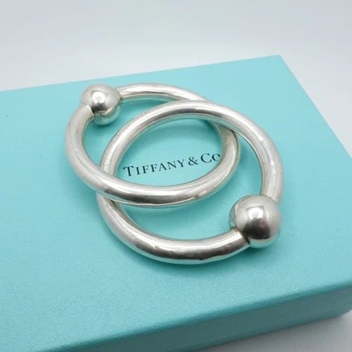 TIFFANY & CO. STERLING SILVER INTERLOCKING CIRCLES BABY RATTLE BOX (1 of 2)