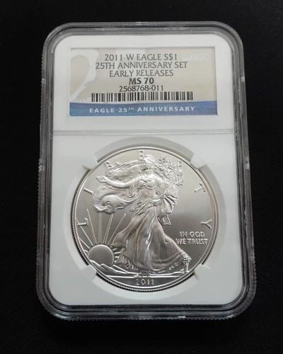 2011 W AMERICAN EAGLE SILVER $1 EARLY RELEASES BY 25TH ANNIVERSARY - NGC MS 70 (1 of 2)