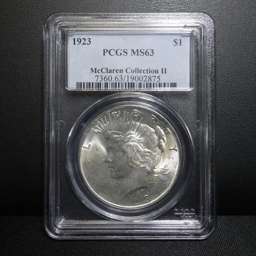 1923 PEACE SILVER DOLLAR PCGS MS63 MCCLAREN COLLECTION II (1 of 2)