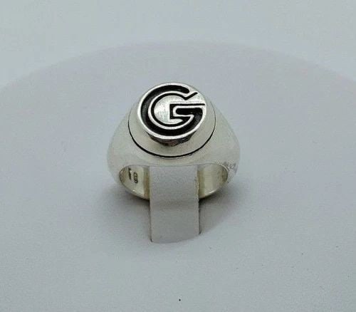 AUTHENTIC GUCCI G LOGO STERLING SILVER SIGNET RING - SIZE 4.25 - MADE IN ITALY (1 of 2)