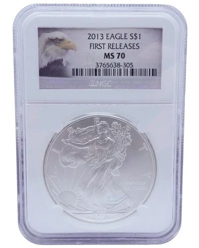 2013 AMERICAN EAGLE SILVER $1 DOLLAR COIN FIRST RELEASES - NGC MS 70: 2013 American Eagle Silver $1 Dollar First Releases NGC Certified - MS 70