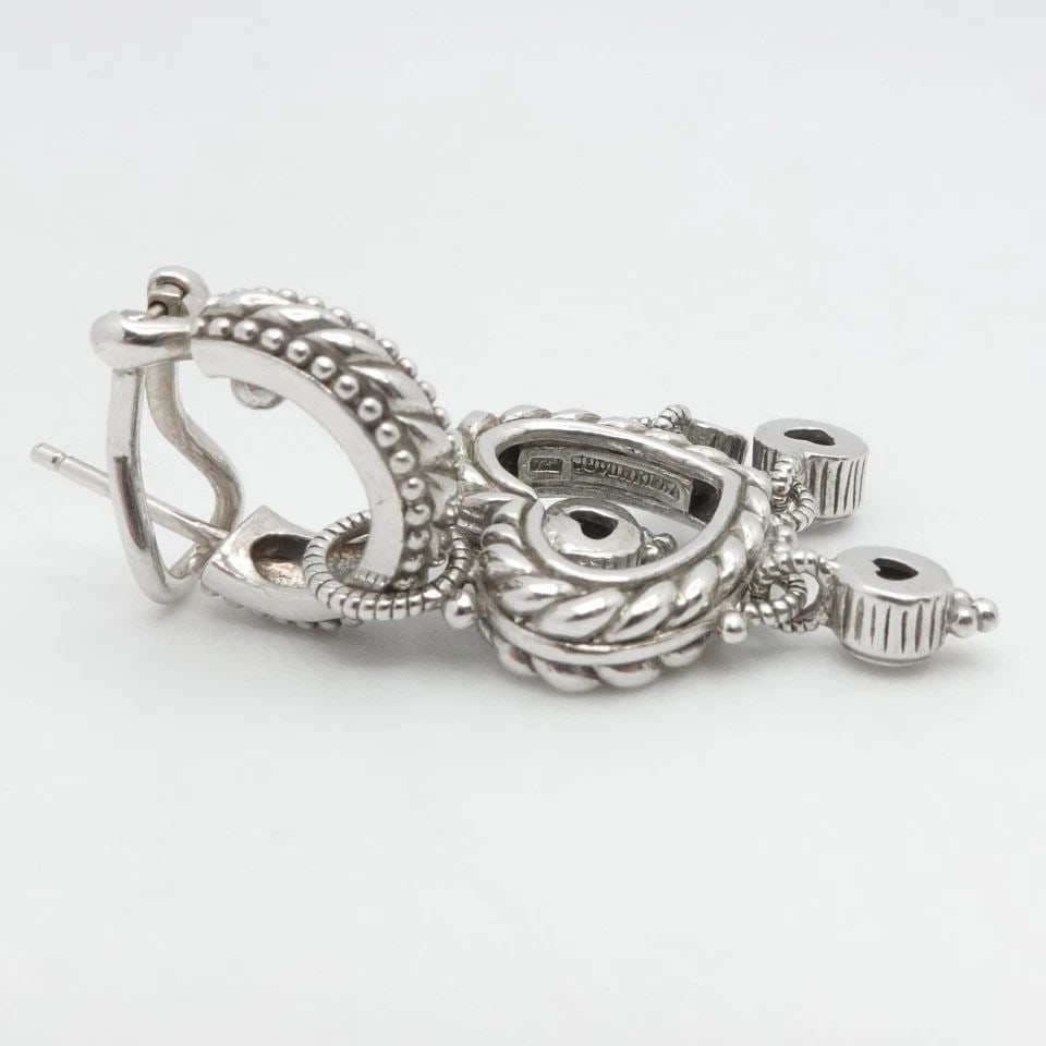 JUDITH RIPKA STERLING SILVER ROUND CZ HEART CHARM DANGLE OMEGABACK EARRINGS (1 of 1)