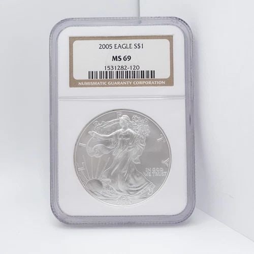 2005 AMERICAN EAGLE SILVER $1 DOLLAR COIN - NGC MS 69 (1 of 1)