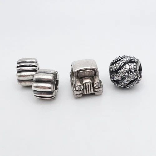 AUTHENTIC PANDORA STERLING SILVER CAR WINTER WISP RIBBED PAIR CLIP CZ CHARMS (1 of 2)