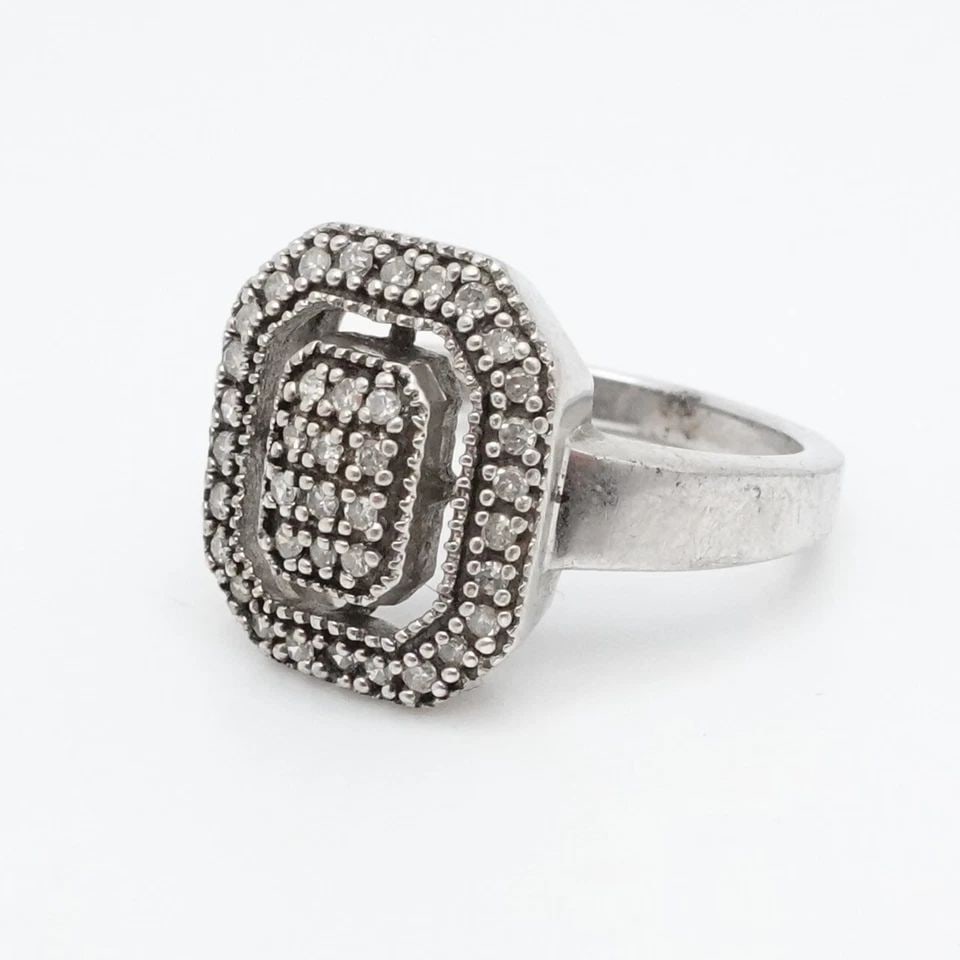 HENG NGAI STERLING SILVER PAVE DIAMOND RING - SIZE 7.25 (1 of 1)