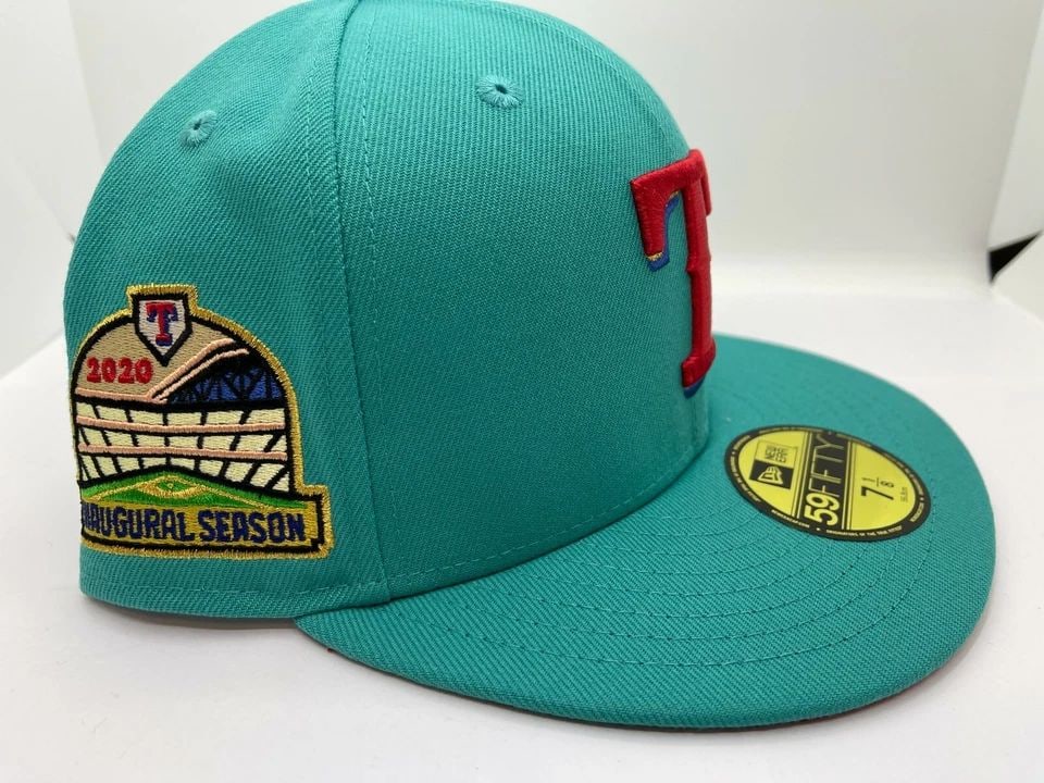 TEXAS RANGERS 2020 INAUGURAL SEASON CRUNCH SALTED ALMOND NEW ERA FITTED - 7 1/8 (1 of 1)