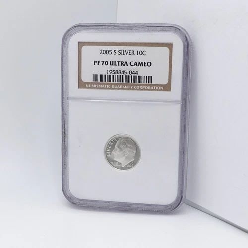 2005 S ROOSEVELT SILVER 10C DIME COIN NGC PF 70 ULTRA CAMEO: 2005 S ROOSEVELT SILVER 10C DIME COIN NGC PF 70 ULTRA CAMEO 2006 S Roosevelt Silver 10C Dime Coin NGC Certified - PF 70 Ultra Cameo Est. Price Value - $30 USD