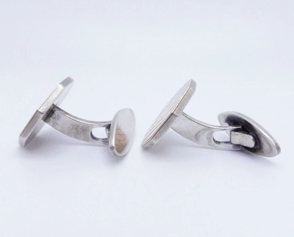 AXEL HOLMS YELLOW GOLD PLATED STERLING SILVER VINTAGE GEOMETRIC CUFFLINKS (1 of 1)